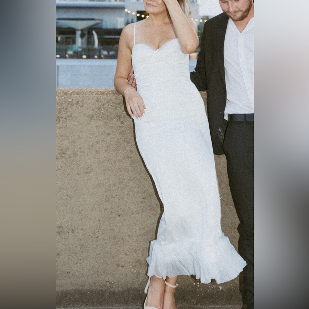 Selfie Leslie BUONA SERA HEM DECORATION MIDI DRESS WHITE